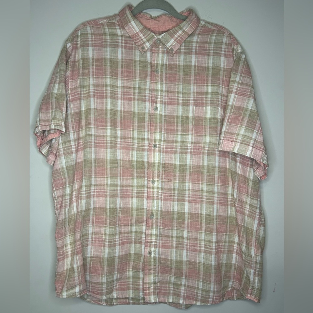 Weatherproof Men’s XXL Mineral Red/Brown Plaid Short Sleeve Button Down Shirt